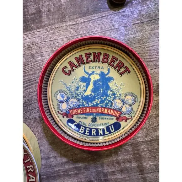 Set of 4 Camembert Extra-Fin G Mecaut Paris Cheese Label Plates 2004 - Picture 5 of 6
